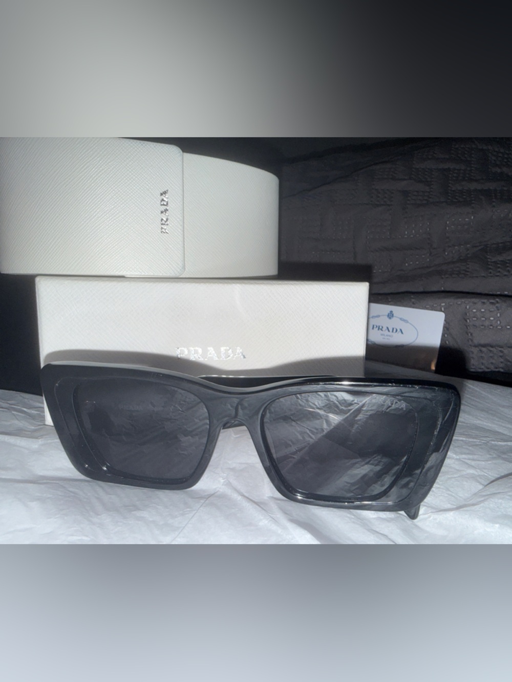 Prada Butterfly Rectangular Sunglasses with Dark Lenses - Picture 9 of 9